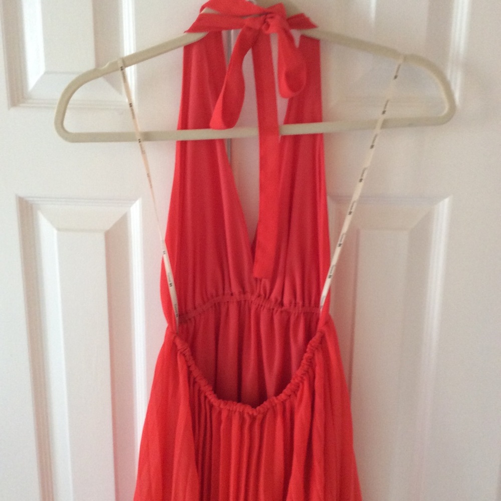 Coral Halter Open Back Maxi Dress - Picture 5 of 7